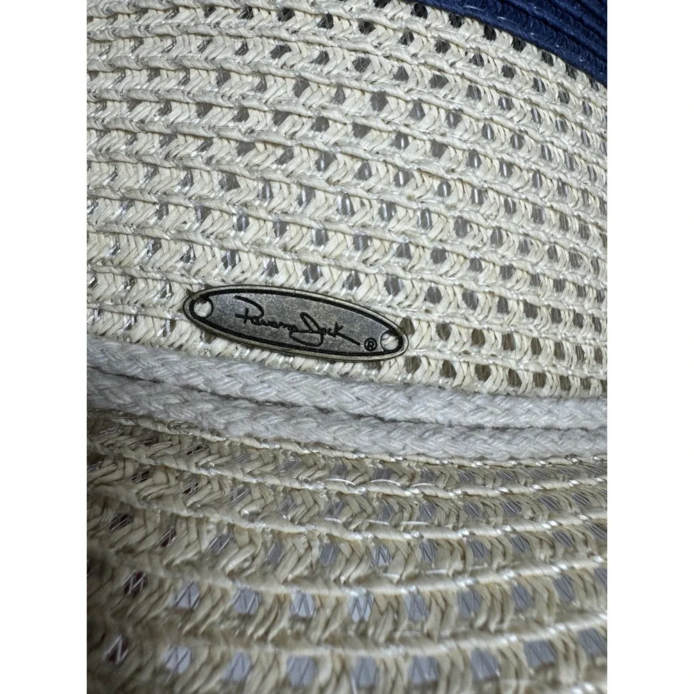 Panama Jack Wide Floppy Brim Straw Polyester Sun Hat Beige White Beach Pool New‎